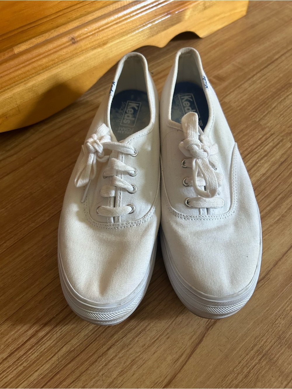 Keds White Canvas Lace-Up Sneakers